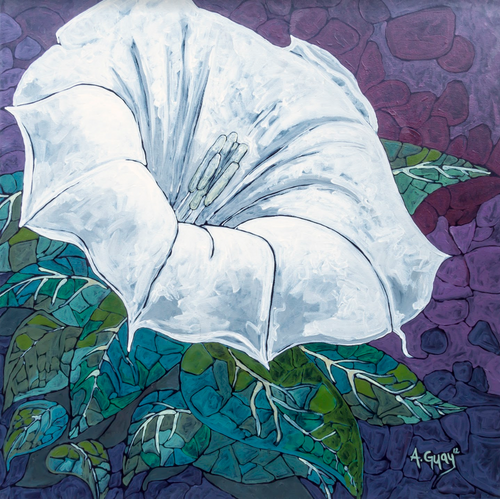 "Moonflower" Giclée Print on Canvas by Adeline Guay 8"x8"