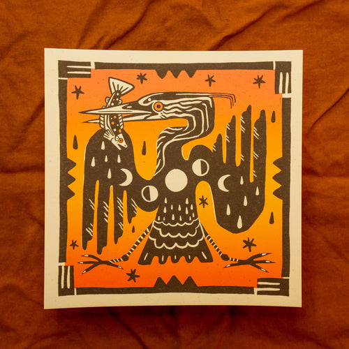 "Heron Dance" 8×8"Art Print by Pine Bones