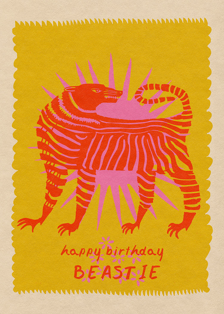 "Happy Birthday Beastie" Greeting Card Designed by Holli Zollinger
