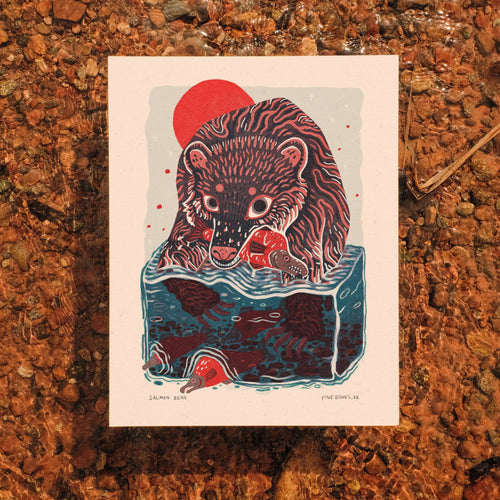 "Salmon Bear" 8x10 Art Print by Pine Bones