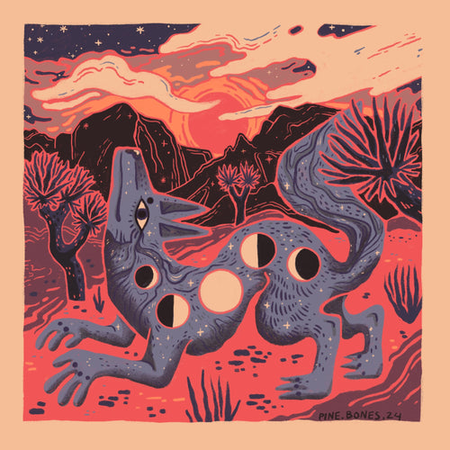 "Sunsets Coyote Rising" 8x8 Art Print by Pine Bones