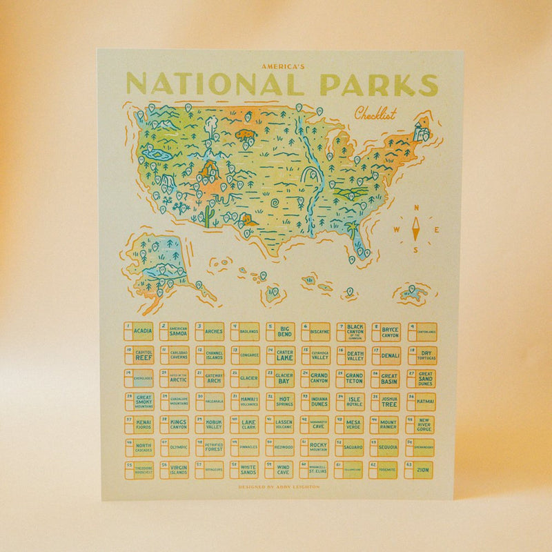 National Parks Check Off Poster By Abby Leighton